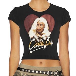 Black Graphic Crop Top